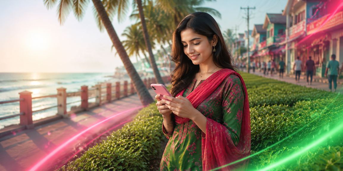 কুমিল্লার একজন ব্যবহারকারী মোবাইলে নিরাপদ পেমেন্ট করছেন